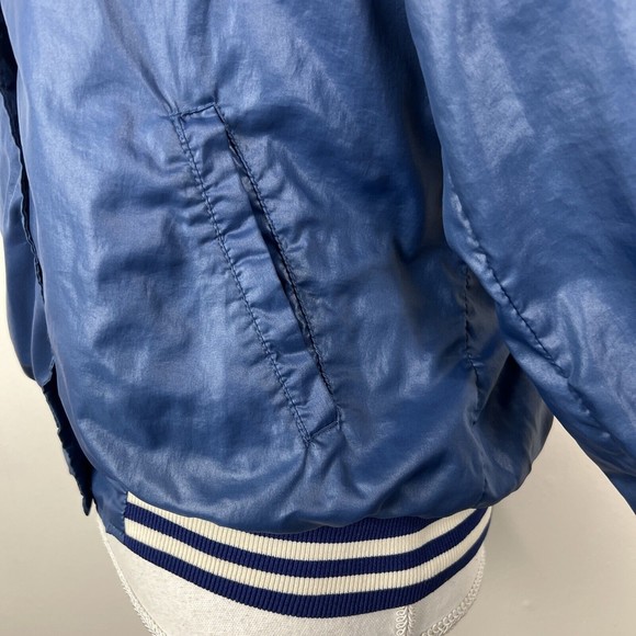 Vintage Changing Scene Jacket Women Large Blue White Varsity Button Up Juniors - Picture 11 of 15